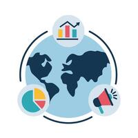 Digital marketing world with flat style icon set vector design