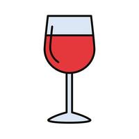 línea de bebida de copa de vino e icono de estilo de relleno vector