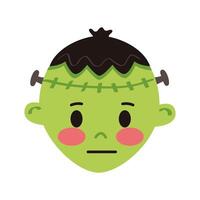 little boy with frankenstein disguise head character vector