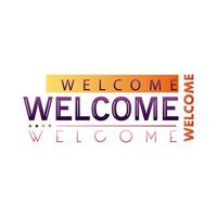 welcome label letterings colors frame vector