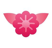 pink flower and leafs silhouette style icon vector