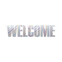 welcome label lettering with colors lines vector