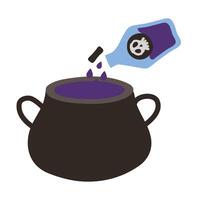 witch spell in flask and cauldron flat style icon vector