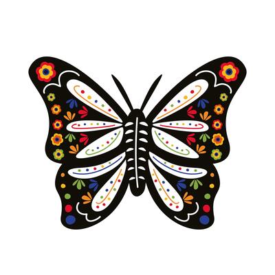 butterfly with mexican culture decoration flat style icon