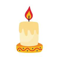 wax candle fire flame flat style icon vector