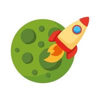 rocket launcher spaceship and planet flat style icon vector