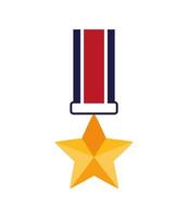 military medal with star icon vector