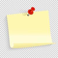 Colored empty paper note sticker with red pin for office text or business messages vector