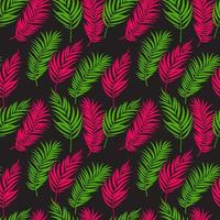 Beautiful Palm Tree Leaves Silhouette, Seamless Pattern Background Vector Illustration