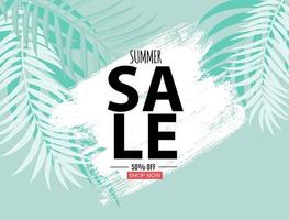 Abstract Summer Sale Background with Palm Leaves vector