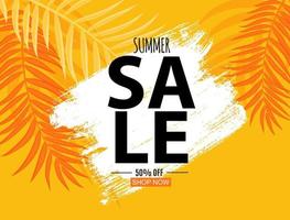 Abstract Summer Sale Background with Palm Leaves vector