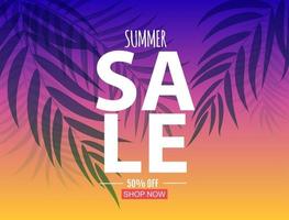 Abstract Summer Sale Background with Palm Leaves vector