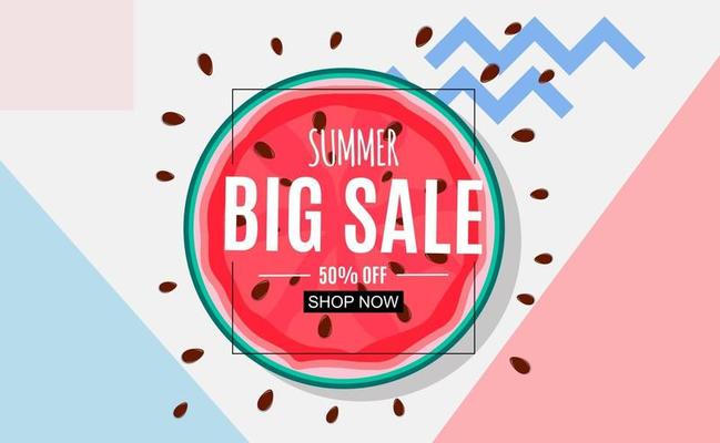 Abstract Summer Sale Background with Watermelon