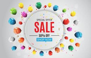 Abstract Design Sale Banner with Balloons vector