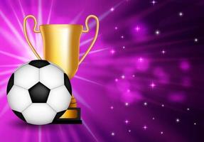 Winner Congratulations Background with Golden Cup and Football Ball vector