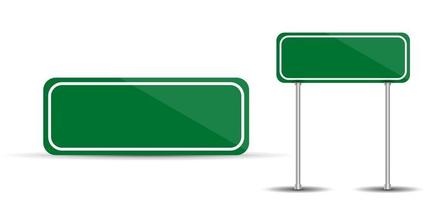 Road Sign Isolated on White Background Blank green traffic