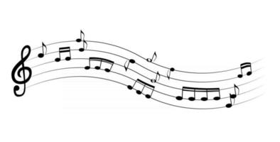 Set of musical notes on five line clock notation without a feature Treble clef