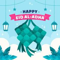 eid adha con concepto de ketupat vector