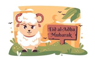 eid adha con ovejas sonrientes vector