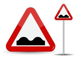 Road sign Warning Uneven road. vector