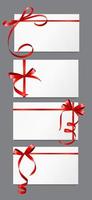 Gift Card with Red Ribbon and Bow Set vector