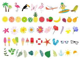 Big Collection Set of Elements for Summer Poster Background vector