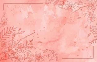 Cute Water Clolour Pink Floral Background Template vector