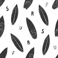 Surf boards seamless pattern hand drawn sketch background typography design vector illustration