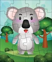 Ilustración de juego de rompecabezas para niños con lindo koala vector