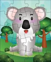 Ilustración de juego de rompecabezas para niños con lindo koala vector