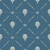 Royal wallpaper seamless pattern with crown and decorative elements Luxury background vector