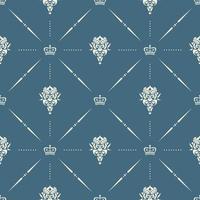 Royal wallpaper seamless pattern with crown and decorative elements Luxury background vector