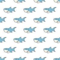 Shark seamless pattern Hand drawn sketched doodle shark vector illustration