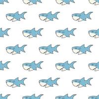 Shark seamless pattern Hand drawn sketched doodle shark vector illustration