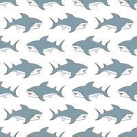 Shark seamless pattern Hand drawn sketched doodle shark vector illustration