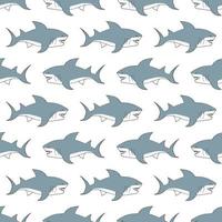 Shark seamless pattern Hand drawn sketched doodle shark vector illustration