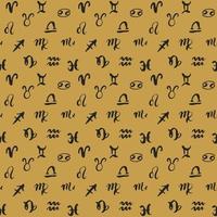 signos del zodíaco de patrones sin fisuras horóscopo dibujado a mano símbolos de astrología diseño con textura grunge tipografía imprimir ilustración vectorial vector