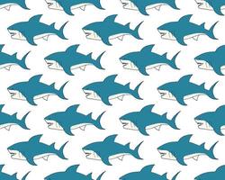 Shark seamless pattern Hand drawn sketched doodle shark vector illustration