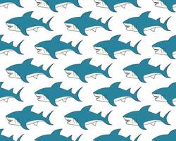 Shark seamless pattern Hand drawn sketched doodle shark vector illustration