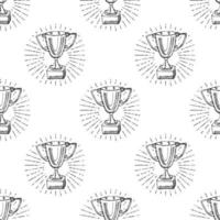 Sport trophy seamless pattern sketch doodle Hand drawn winners prize isolated vector