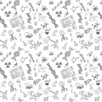 Chemistry and science seamless pattern with sketch elements Hand Drawn Doodles background Vector Illustration