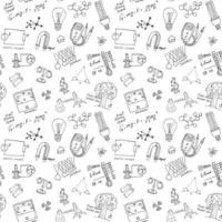 Physics and sciense seamless pattern with sketch elements Hand Drawn Doodles background Vector Illustration