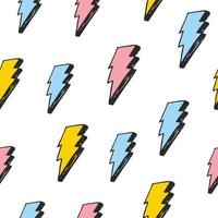 Lightning seamless pattern vector illustration Hand drawn sketched doodle lightning symbols