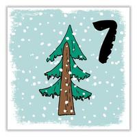 Christmas advent calendar. Hand drawn elements and numbers. Winter holidays calendar card design, Vector illustration