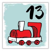 Christmas advent calendar. Hand drawn elements and numbers. Winter holidays calendar card design, Vector illustration