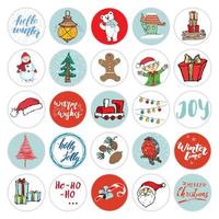 Christmas icons set. Hand drawn elements Winter holidays icons design set. Vector illustration