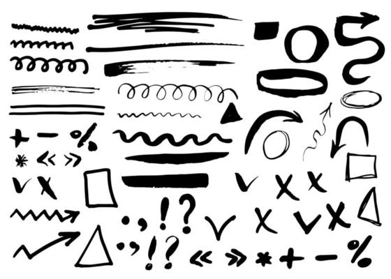 Arrows, dividers and borders, elements hand drawn set vector illustration.