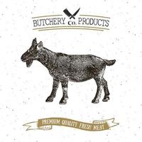 Butcher Shop vintage emblem goat meat products, butchery Logo template retro style. Vintage Design for Logotype, Label, Badge and brand design. vector illustration