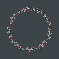 Christmas wreath Round Frames set hand drawn doodles. Vector illustration
