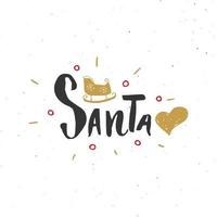 Feliz navidad letras caligráficas amo a santa. diseño de saludos tipográficos. Letras de caligrafía para saludo navideño. Ilustración de vector de texto de letras dibujadas a mano